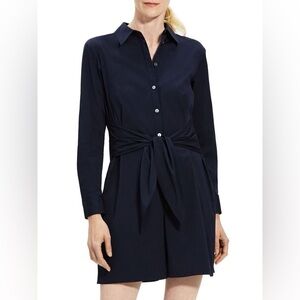 NWT THEORY Tie-Waist Long-Sleeve Romper Size 0